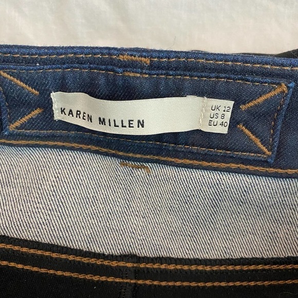 Karen Millen Demin and Black Ankle Zip Skinny Leg Jeggings -Size 8 - Picture 3 of 5